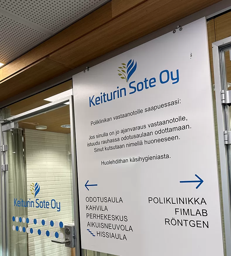 Keiturin Sote joutuu leikkaamaan yli miljoona euroa ensi vuoden toiminnastaan Ruovedellä ja Virroilla. Kuva Virtain poliklinikalta.